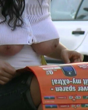 Busty Brunette In Public